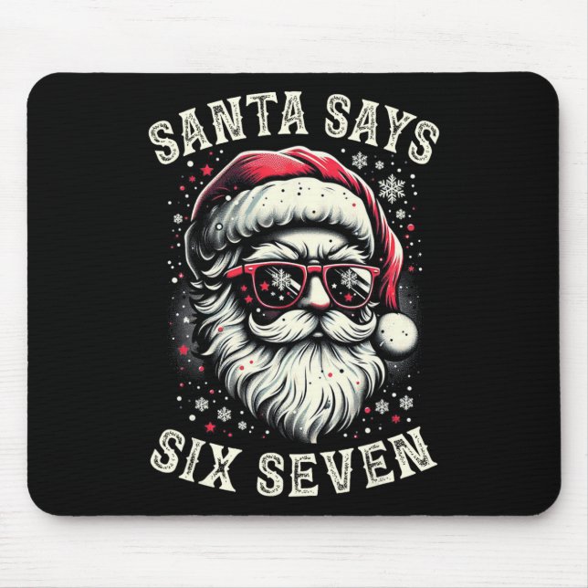 Funny Christmas Santa Six Seven 6-7 Meme Brain Rot Mouse Pad (Front)