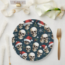 Funny Christmas Santa Skulls In Santa Hats