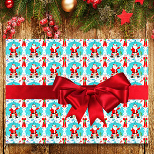 Funny Christmas Santa Surprised At Mrs. Claus Fish Wrapping Paper Sheet