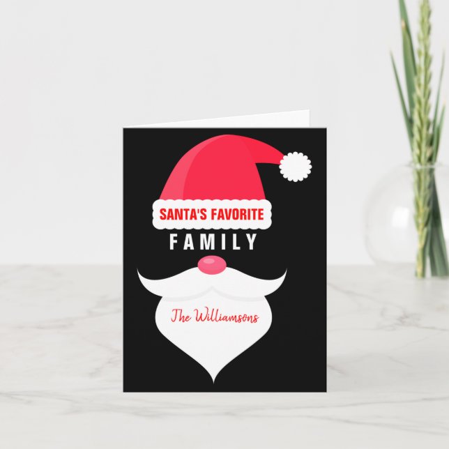 Funny Christmas Santas Favorite Family  Card (Front)
