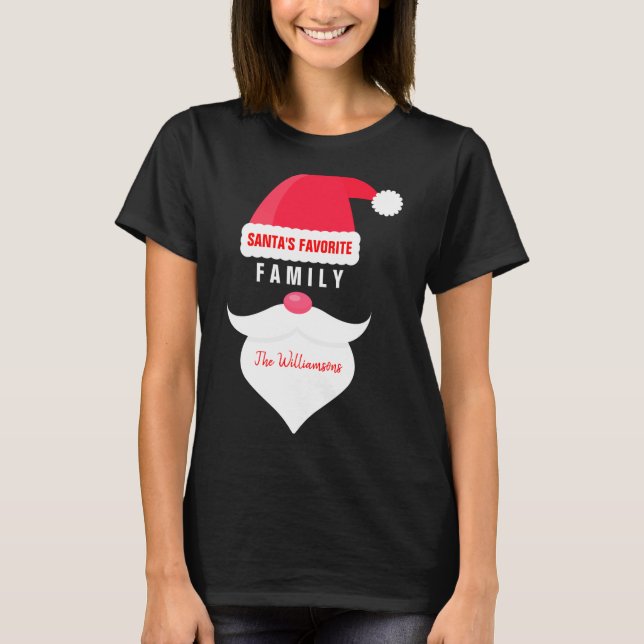 Funny Christmas Santas Favorite Family  T-Shirt (Front)