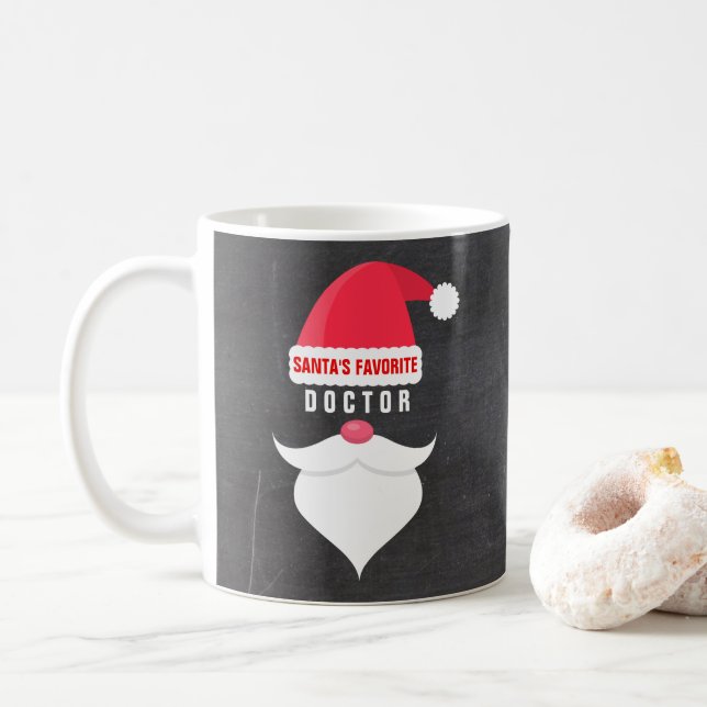 Funny Christmas Santa's Favourite Doctor Custom Coffee Mug (With Donut)