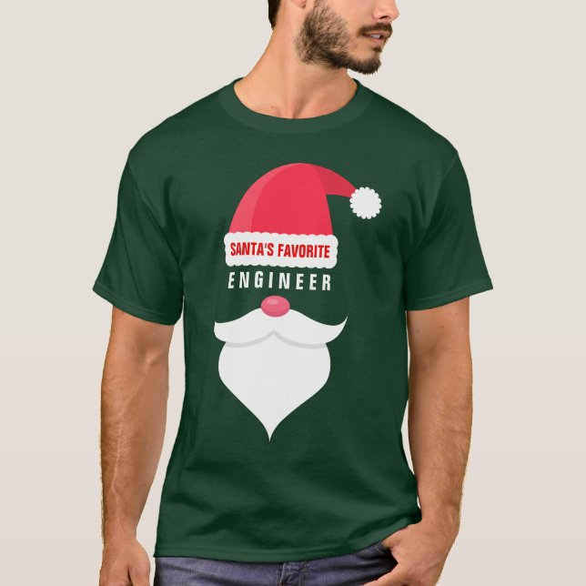 Funny Christmas Santa's Favourite Engineer Custom T-Shirt (Front)