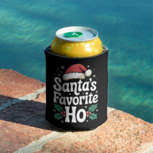 Funny Christmas Santa's Favourite Ho Naughty Pajam Can Cooler