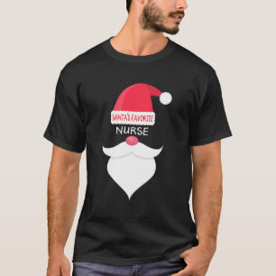 Funny Christmas Santa'S Favourite Nurse T-Shirt
