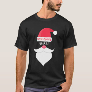 Funny Christmas Santa'S Favourite Nurse T-Shirt