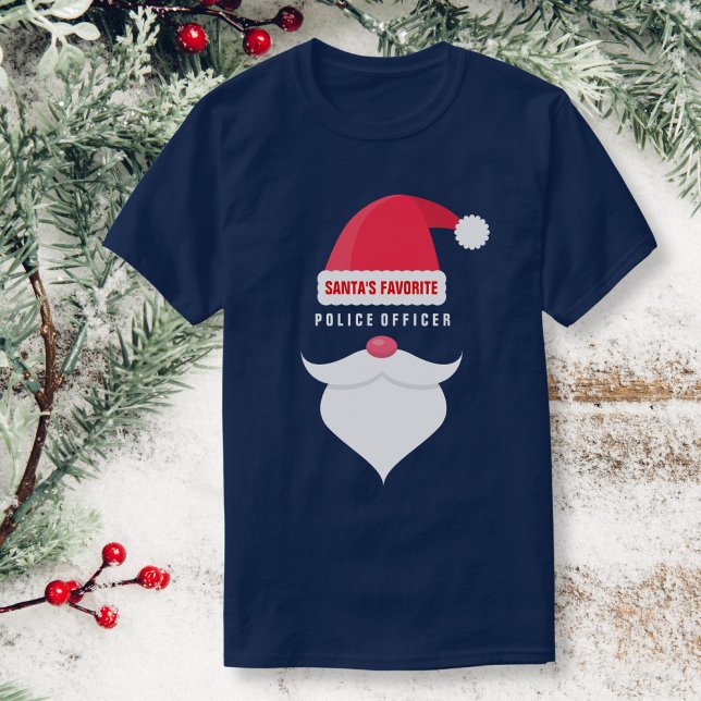 Funny Christmas Santa's Favourite Police Officer T-Shirt (Creator Uploaded)