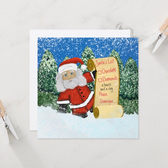 Funny Christmas Santa's List Of Gifts Holiday Card (Front/Back In Situ)