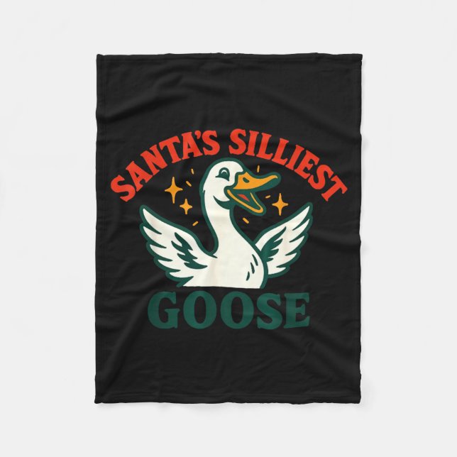 Funny Christmas Santas Silliest Goose Humor  Fleece Blanket (Front)