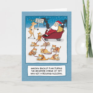 Funny Christmas: Santa's Sleigh Cats Holiday Card