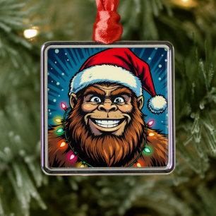 Funny Christmas Sasquatch Bigfoots Metal Ornament