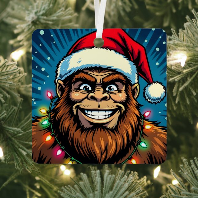 Funny Christmas Sasquatch  Bigfoots Metal Tree Decoration (Insitu)