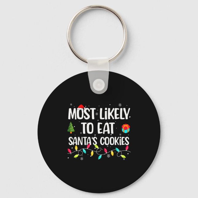 Funny Christmas Saying Santa's Hat Family Party Me Key Ring (Front)