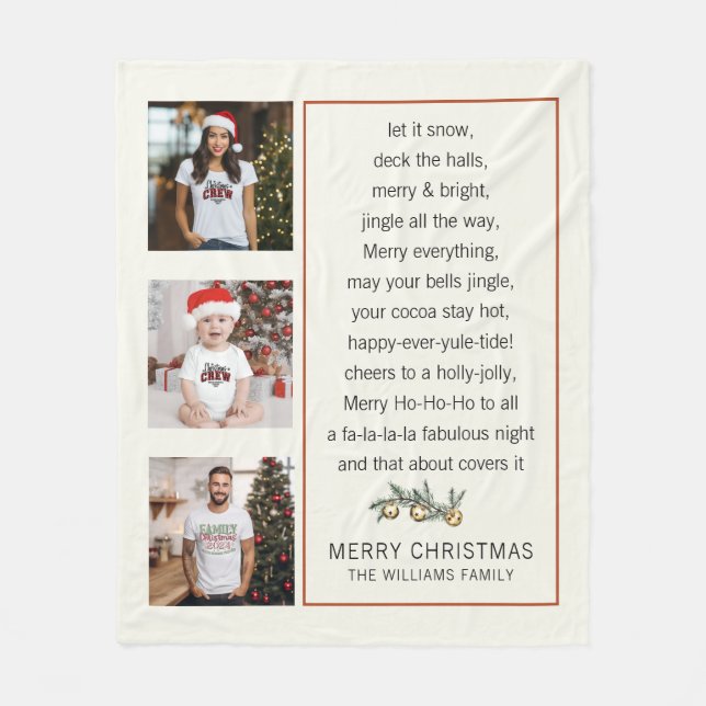 Funny Christmas Sayings Family Photos Fleece Blanket (Front)