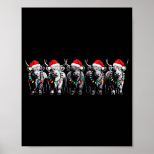 Funny Christmas Scottish Highland Cow Xmas Farm An Poster