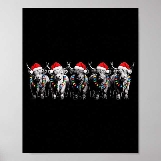 Funny Christmas Scottish Highland Cow Xmas Farm An Poster (Front)