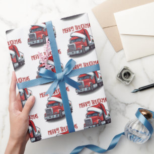 Funny Christmas Semi Transport Truck Truckmas Wrapping Paper