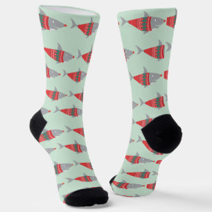 Funny Christmas Shark All-Over-Print Socks