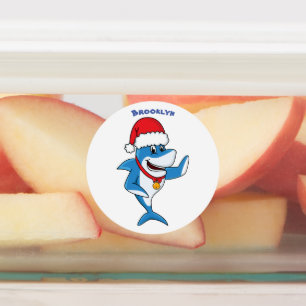Funny Christmas shark cartoon illustration