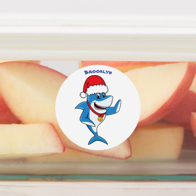 Funny Christmas shark cartoon illustration (Affixed)