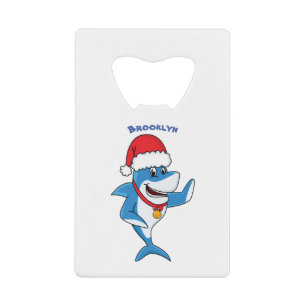 Funny Christmas shark cartoon illustration