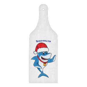 Funny Christmas shark cartoon illustration Cutting Board