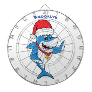 Funny Christmas shark cartoon illustration Dartboard