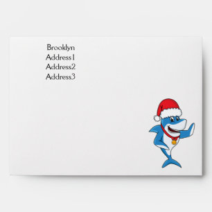 Funny Christmas shark cartoon illustration Envelope