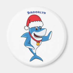 Funny Christmas shark cartoon illustration Magnet