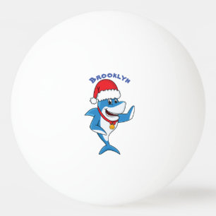 Funny Christmas shark cartoon illustration Ping Pong Ball
