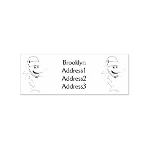 Funny Christmas shark cartoon illustration Rubber Stamp