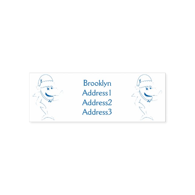Funny Christmas shark cartoon illustration Self-inking Stamp (Design)