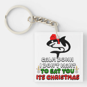 funny christmas shark cute   key ring
