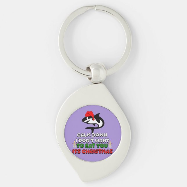 funny christmas shark cute   key ring (Front)