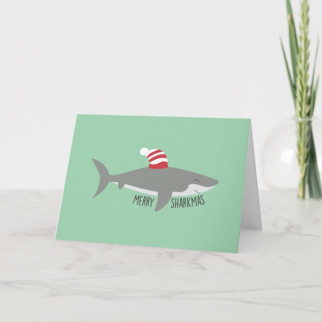 Funny Christmas Shark Holiday Card (Front)