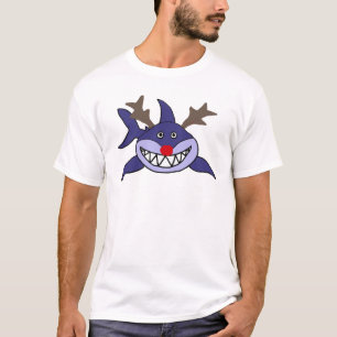 Funny Christmas Shark Reindeer T-Shirt