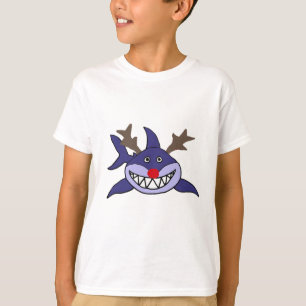 Funny Christmas Shark Reindeer T-Shirt
