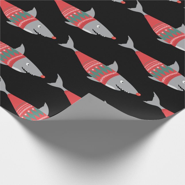 Funny Christmas Shark Wrapping Paper (Corner)