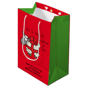 Funny Christmas Sheep Cartoon Medium Gift Bag