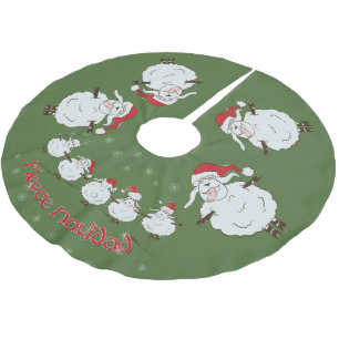 FUNNY Christmas Sheep Fleece Navidad Brushed Polyester Tree Skirt