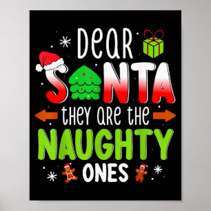 Funny Christmas Shirt Dear Santa They Are The Naug Poster
