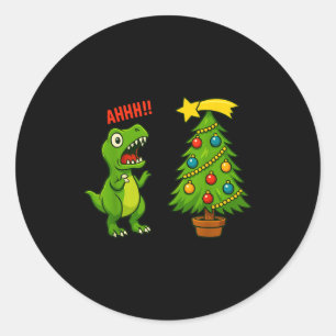 Funny Christmas Shirt Kids Boys Christmas Dinosaur Classic Round Sticker