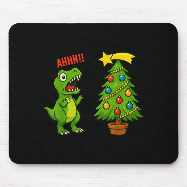 Funny Christmas Shirt Kids Boys Christmas Dinosaur Mouse Pad (Front)