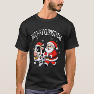 Funny Christmas Shirts - Cow Moo-ry Xmas Santa