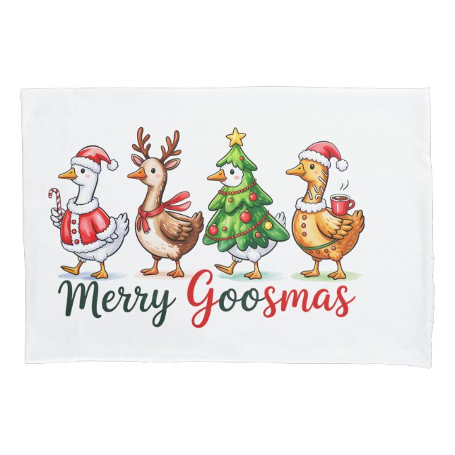 Funny Christmas Silly Goose Pillowcase (Front)