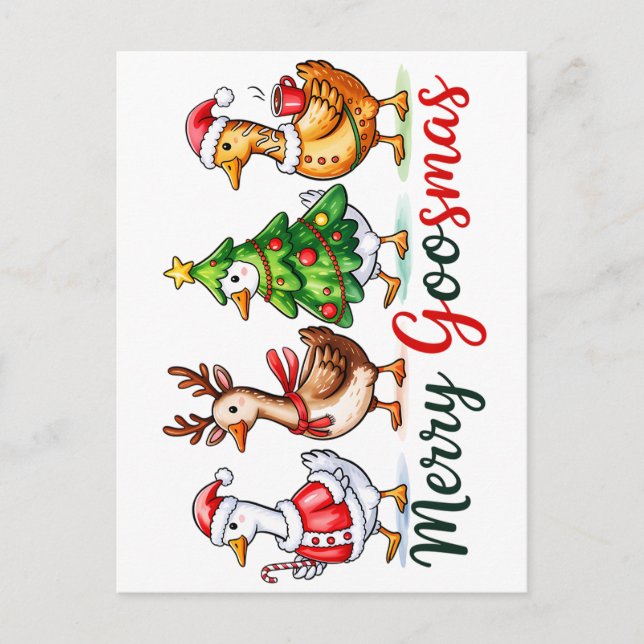 Funny Christmas Silly Goose Postcard (Front)