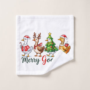 Funny Christmas Silly Goose Wash Cloth