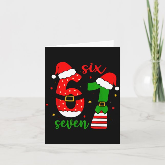 Funny Christmas Six Seven 6 7 Meme Gen Alpha Slang Card (Front)