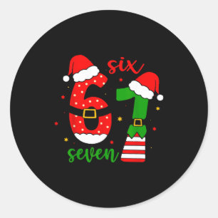Funny Christmas Six Seven 6 7 Meme Gen Alpha Slang Classic Round Sticker