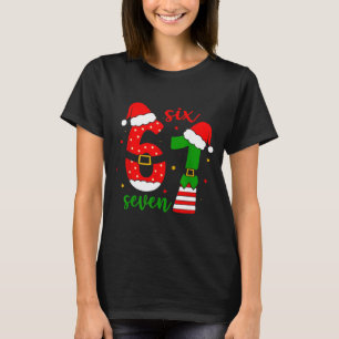 Funny Christmas Six Seven 6 7 Meme Gen Alpha Slang T-Shirt